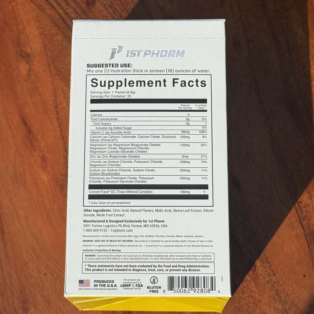 1st Phorm - 20 Electrolyte Hydration Powder Sticks Drink Mix Packets Lemonade - Picture 5 of 7